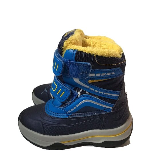 Lupilu winter snow ankle boots blue yellow faux fur hook & loop Toddler  5 EU 22 - Picture 1 of 8